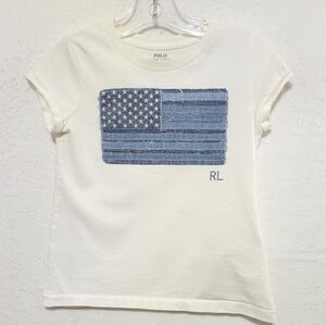 POLO RALPH LAUREN TODDLER GIRLS FLAG COTTON JERSEY TEE SIZE 4T